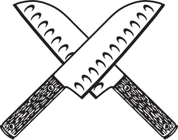 Vector illustration of Crossed Knives