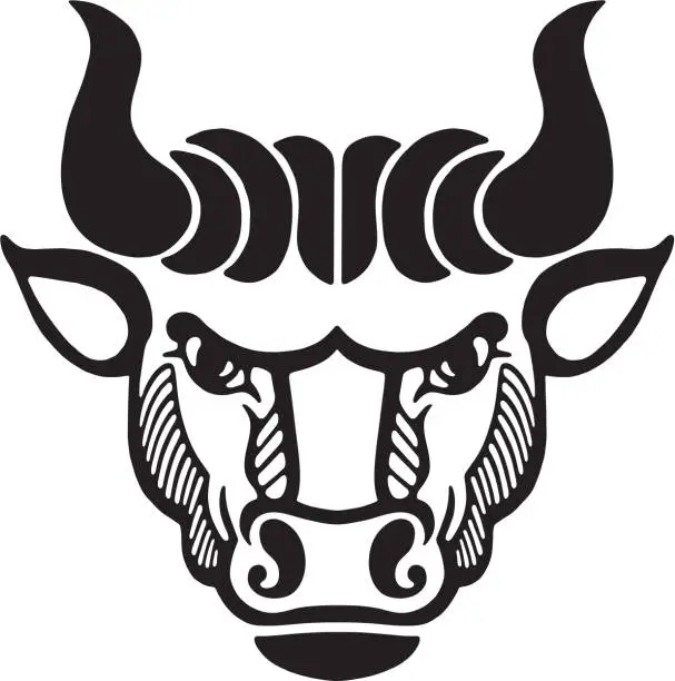 Vector illustration of Head of a Bull