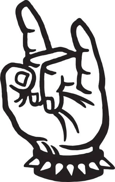 Vector illustration of Rock On Hand Sign