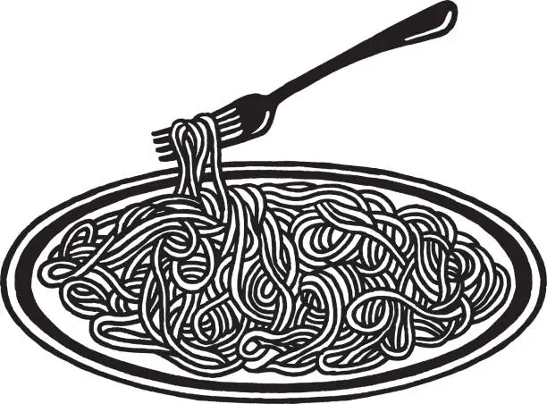 Vector illustration of Plate of Noodles