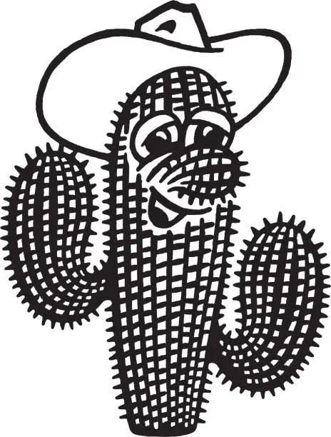 Vector illustration of Cowboy Cactus Character