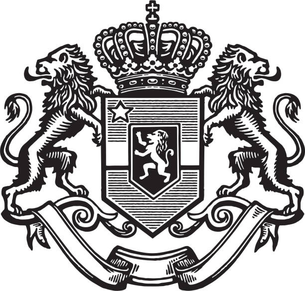 корона и щит - герб stock illustrations