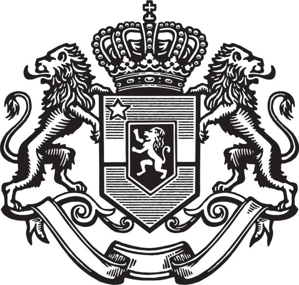 Crown and Shield Crown and Shield family crest stock illustrations