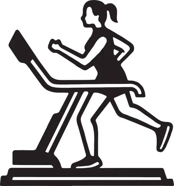 Vector illustration of Woman Running on a Treadmill