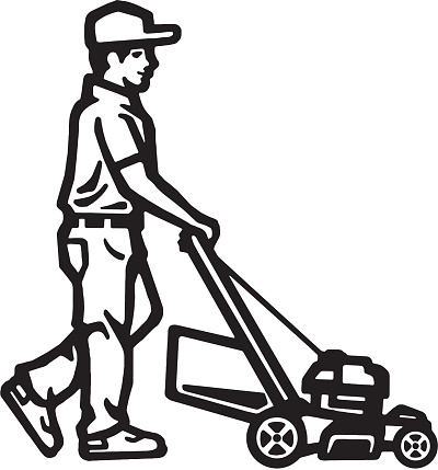 istock Man Mowing the Lawn 1328184093