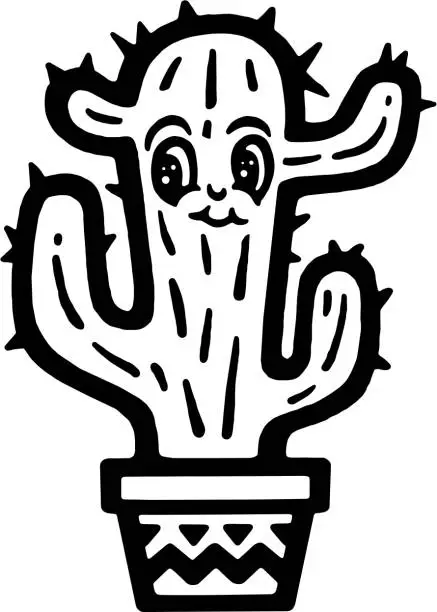 Vector illustration of Cactus in a Pot