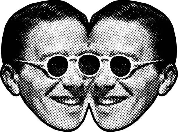 Vector illustration of Mirror Image of Mans Face