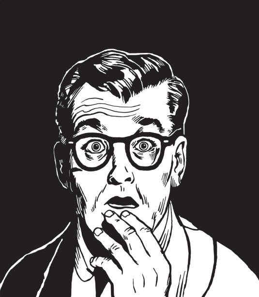 przestraszony człowiek - niedowierzanie obrazy stock illustrations