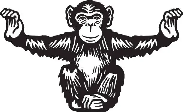 Vector illustration of Chimpanzee with Arms Spread Apart