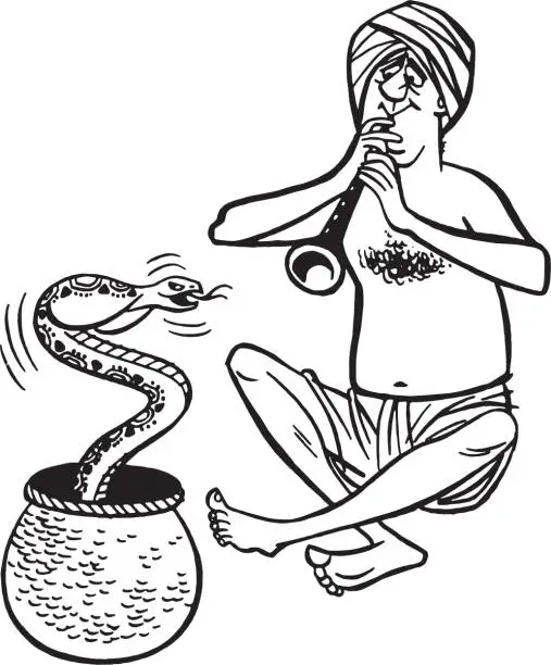 Vector illustration of Snake Charmer