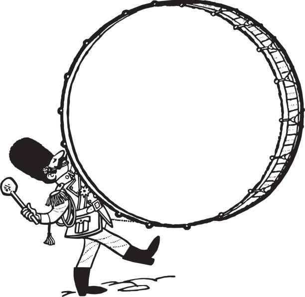 марш-бэнд бас-барабанщик - bass drum stock illustrations