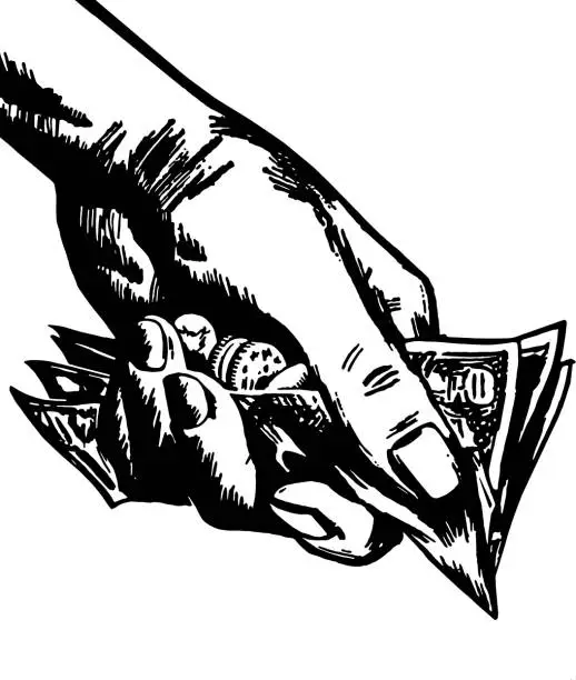 Vector illustration of Hand Holding Cash