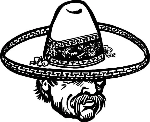 Vector illustration of Man with Sombrero