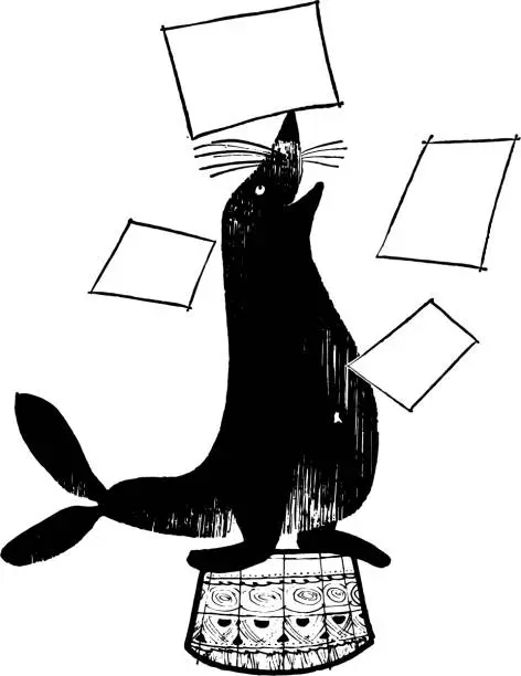 Vector illustration of Seal on a Pedestal
