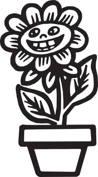 Vector illustration of Smiling Flower in a Pot