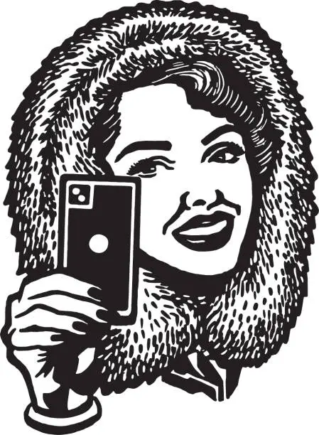 Vector illustration of Woman Taking a Selfie