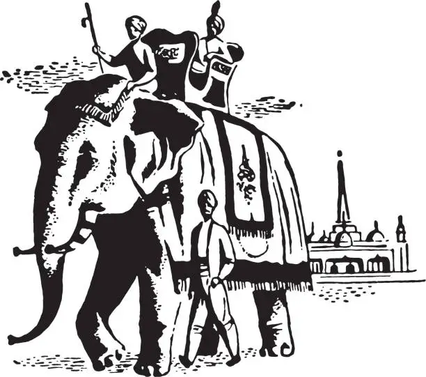 Vector illustration of Elephant Ride