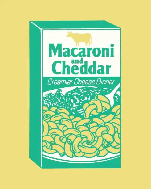Vector illustration of Package of Macaroni and Cheddar Dinner