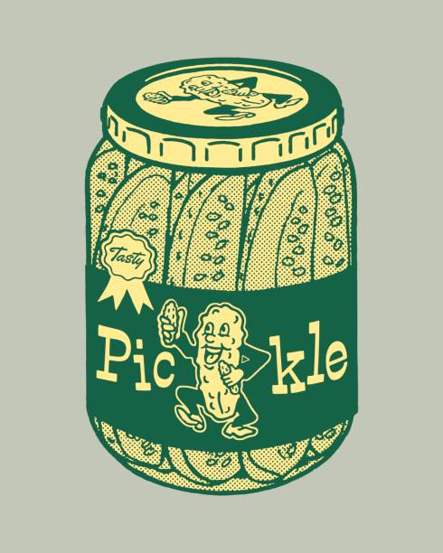 illustrations, cliparts, dessins animés et icônes de pot de cornichons - cucumber pickled