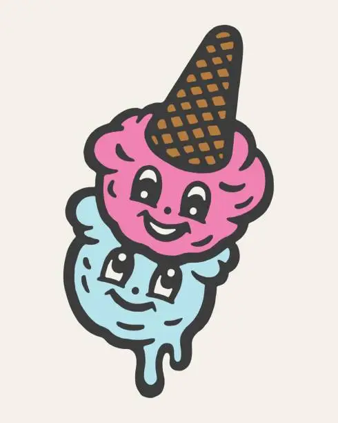 Vector illustration of Upside Down Ice Cream Cone