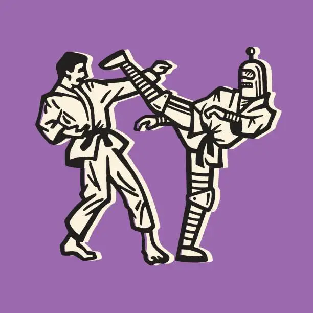 Vector illustration of Robot Karate