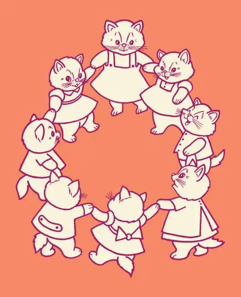 Vector illustration of Kittens Playing