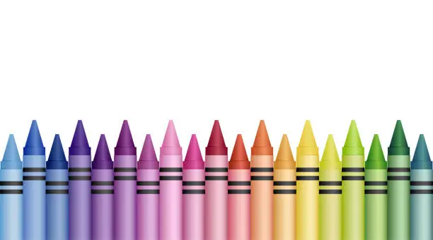 Vector illustration of Crayons Bottom Row