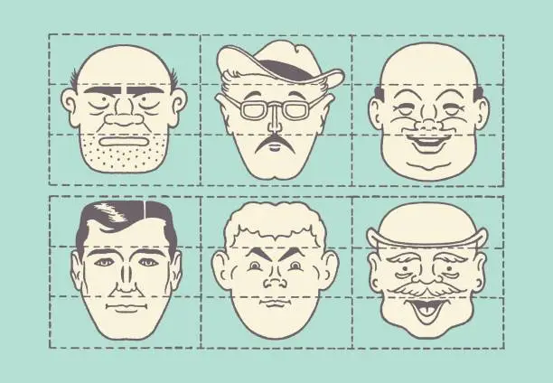 Vector illustration of Mens Faces