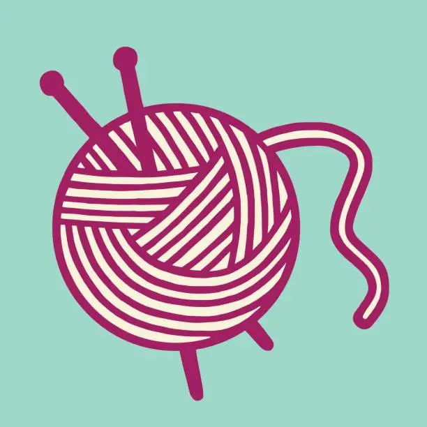 Vector illustration of Ball of Yarn and Knitting Needles