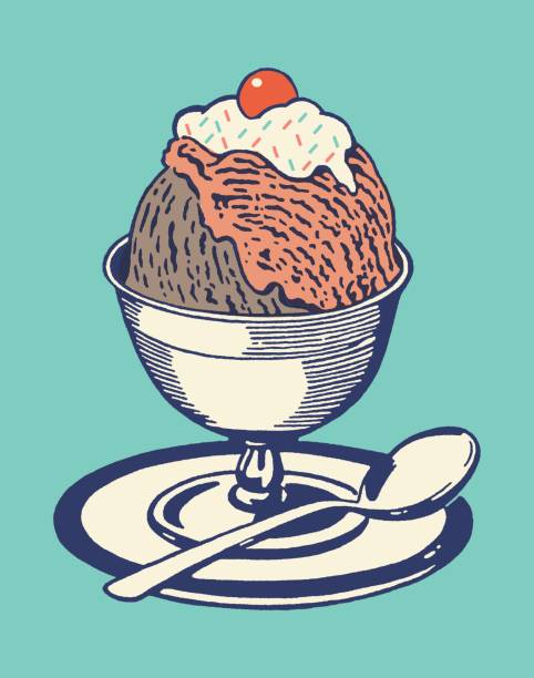 ilustrações, clipart, desenhos animados e ícones de sundae de sorvete - ice cream sundae