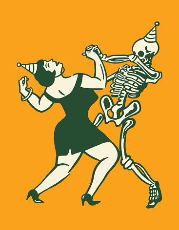 Woman Dancing with a Skeleton