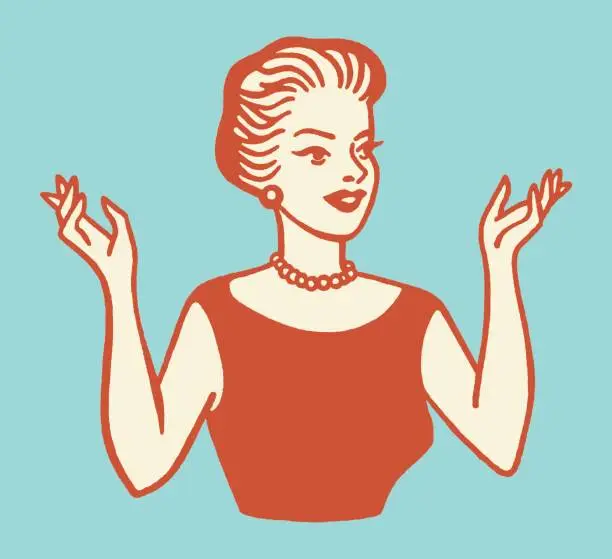 Vector illustration of Woman with Hands in the Air
