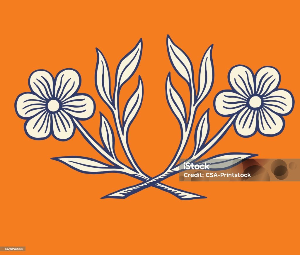 Two Flower Design Two Flowers Stock Illustration - Download Image Now - Flower, Vector ...