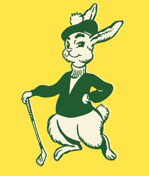 Golfing Rabbit Golfing Rabbit tam o'shanter stock illustrations