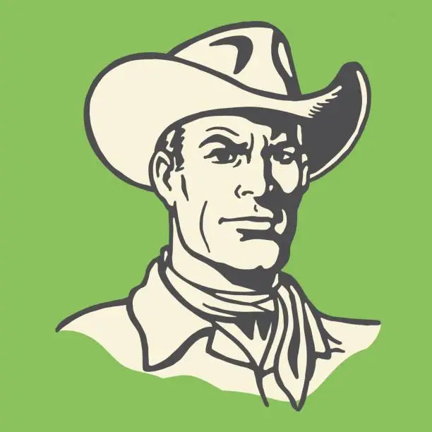 Vector illustration of Portrait of a Cowboy