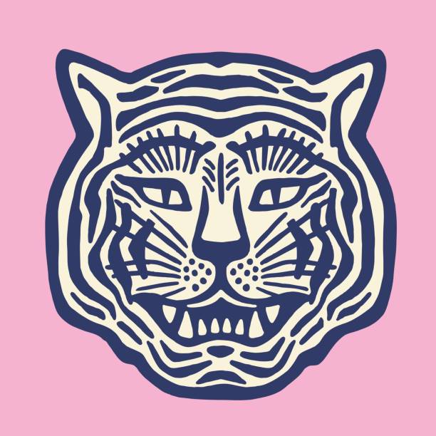 тигр - голова животного иллюстрации stock illustrations