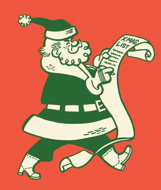 Vector illustration of Santa Claus Checking His List