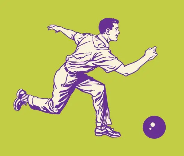Vector illustration of Man Bowling