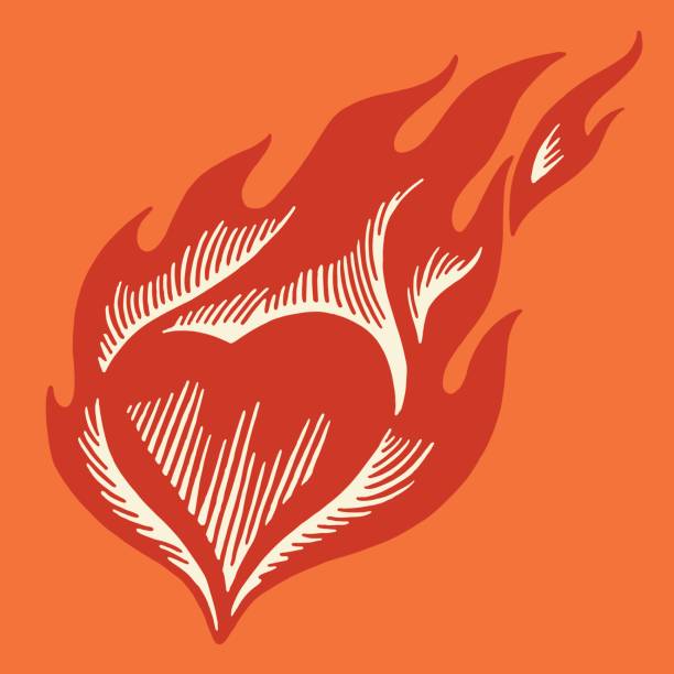 пылающее сердце - огонь иллюстрации stock illustrations