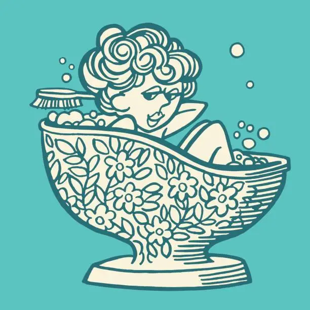 Vector illustration of Woman Taking a Bath