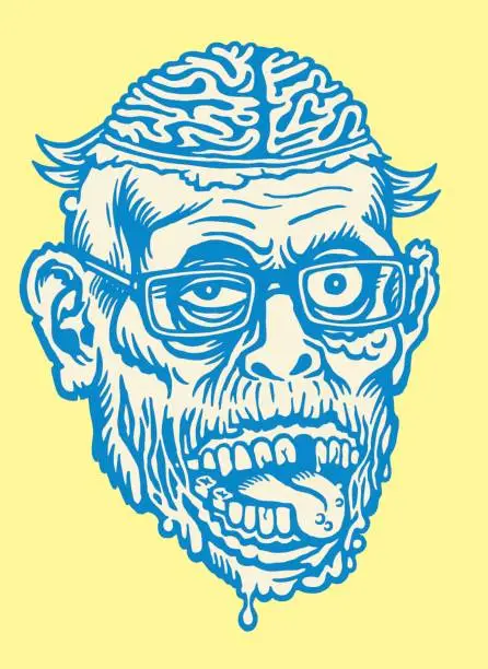 Vector illustration of Brains Creature Wearing Glasses