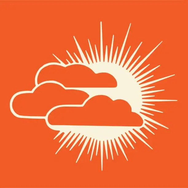 Vector illustration of Shining Sun Behind Clouds