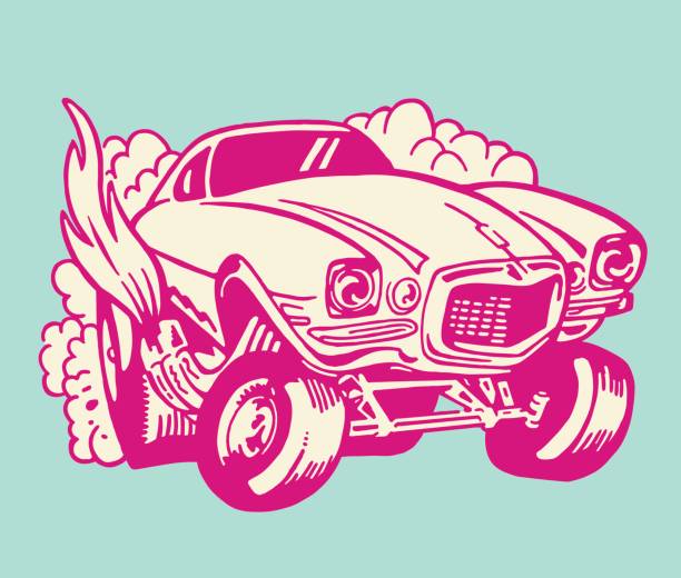 ilustrações, clipart, desenhos animados e ícones de carro hot rod - racecar color image illustration technique speed