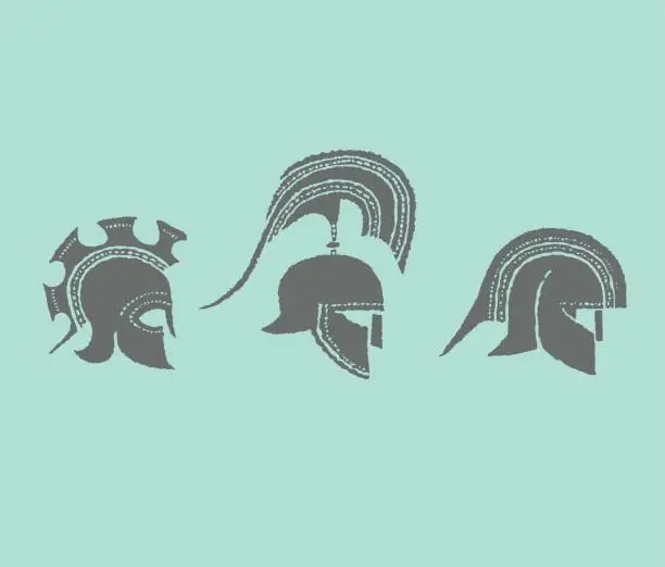 Vector illustration of Spartan Helmets