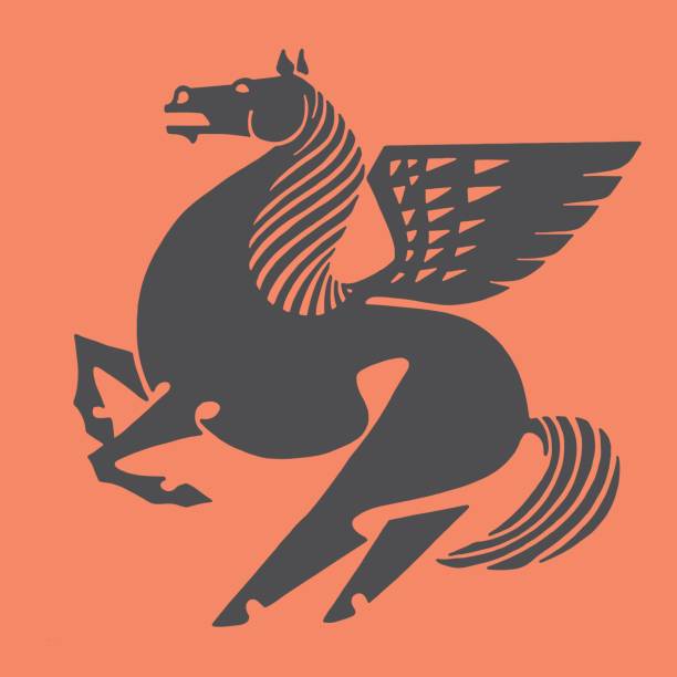 ilustraciones, imágenes clip art, dibujos animados e iconos de stock de pegaso - pegasus horse symbol mythology