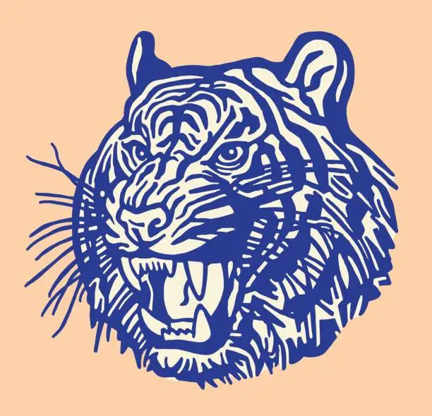 Vector illustration of Fierce Tiger
