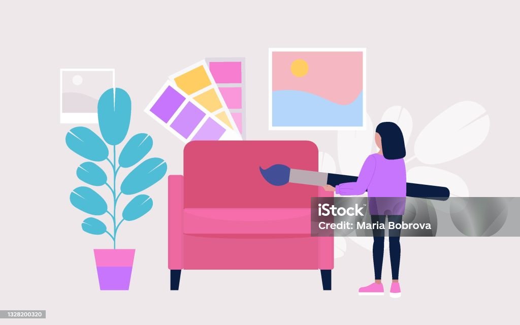 Interior Designer Working Stock Illustration - Download Image Now ...