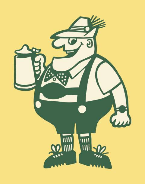 German Man Drinking Beer from a Stein German Man Drinking Beer from a Stein german culture illustrations stock illustrations