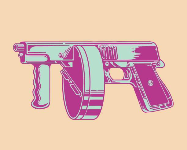 ilustraciones, imágenes clip art, dibujos animados e iconos de stock de tommy pistola - tommy gun