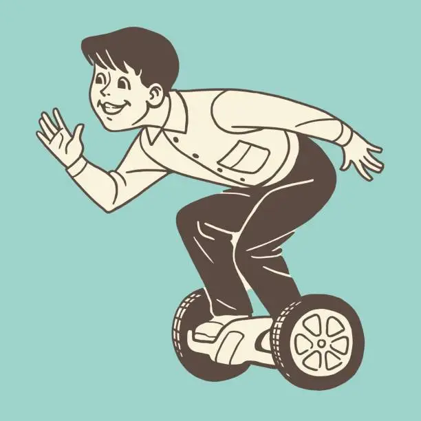 Vector illustration of Boy on Hoverboard